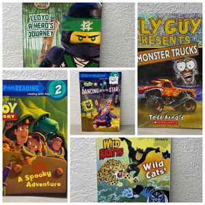 Lot 5 Level 2 Reader Books - Ninjago, Flyguy, Toy Story, Sponge Bob, Wild Kratts